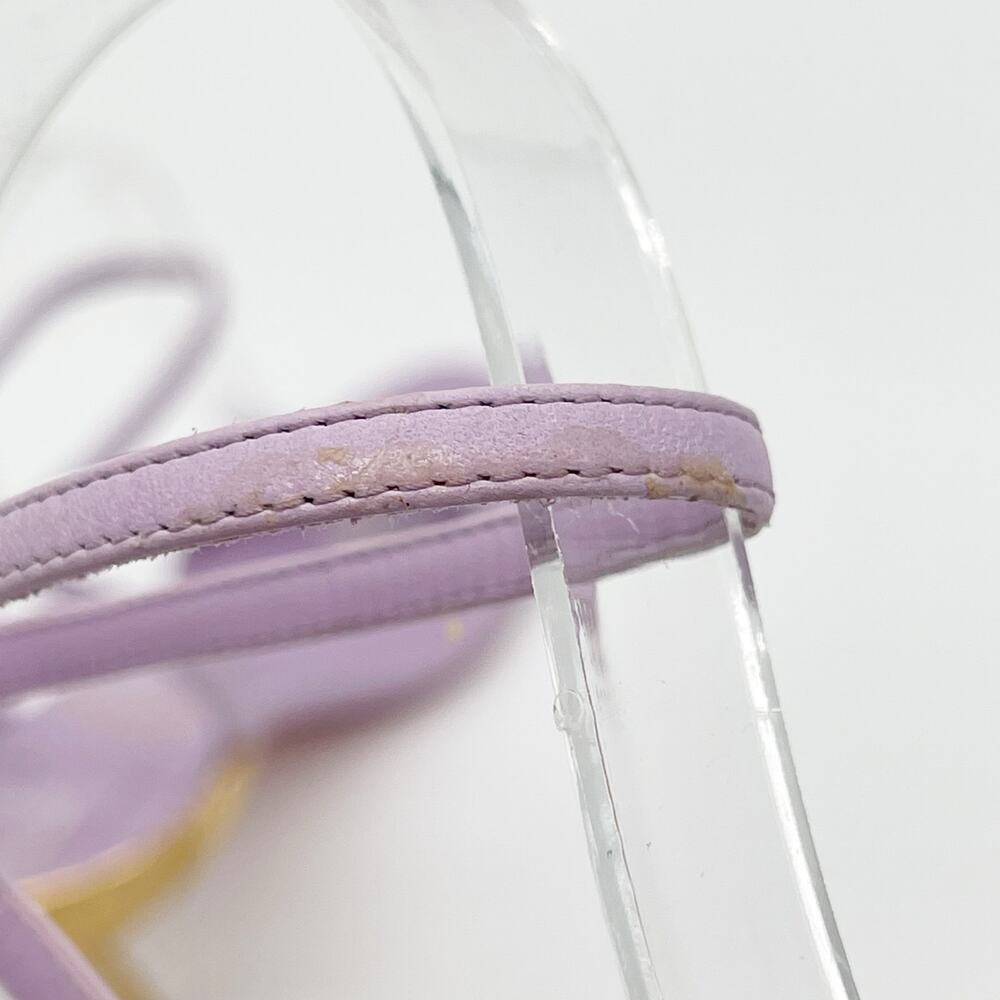 Christian Louboutin Ginko Girl 85 Lavender Ankle Strap Sandal Gold Heels EU 37 - Picture 10 of 16